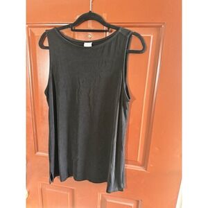 Chicos Travelers Shirt Womens Sz 2/ Large Sleeveless Slinky Black Stretchy